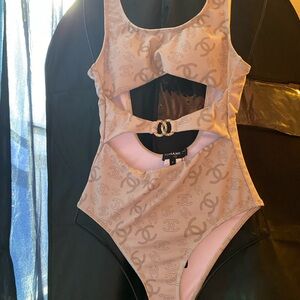 CHANEL Cream Monogram Fabric